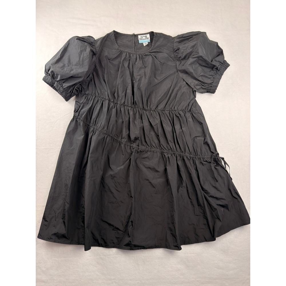 Future Collective Gabriella Karefa-Johnson Black Puff Sleeve Mini Dress Small